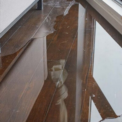 Polished hardwood flooring